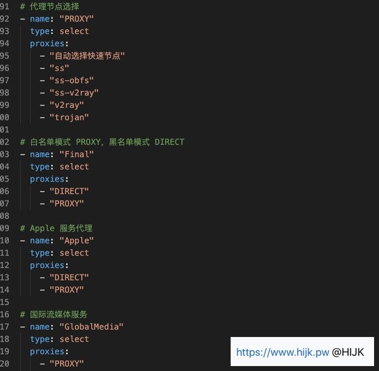 Clash配置其他代理组