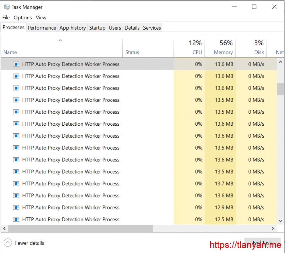 大量“HTTP Auto Proxy Detection Worker Process”进程