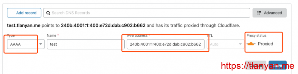 cloudflare设置ipv6解析