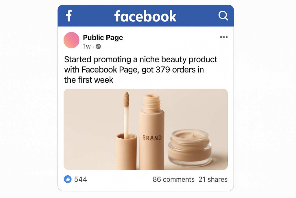 在Facebook公共主页投放广告获得订单