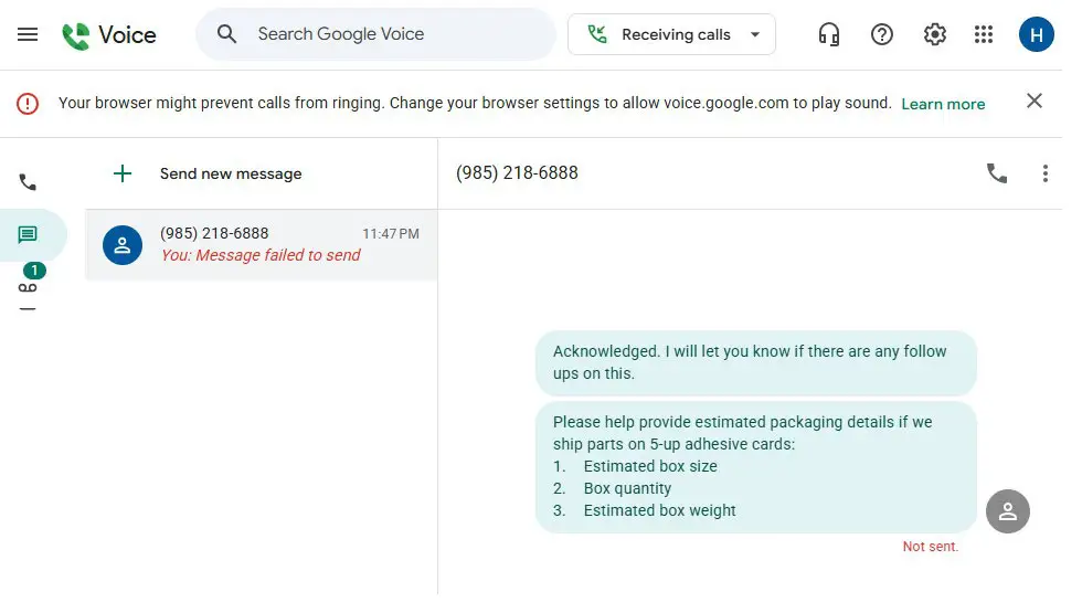 Google Voice（GV）发短信后封号